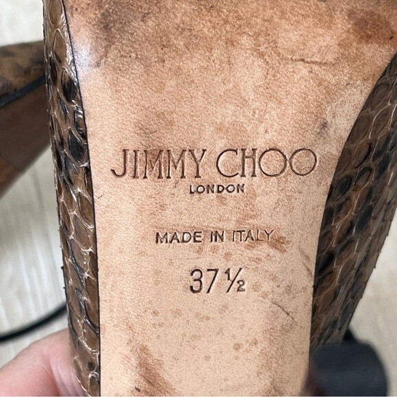 Jimmy Choo “Hoops” Snake Skin Sexy Lace Up Pumps size 37 1/2 - Picture 11 of 12